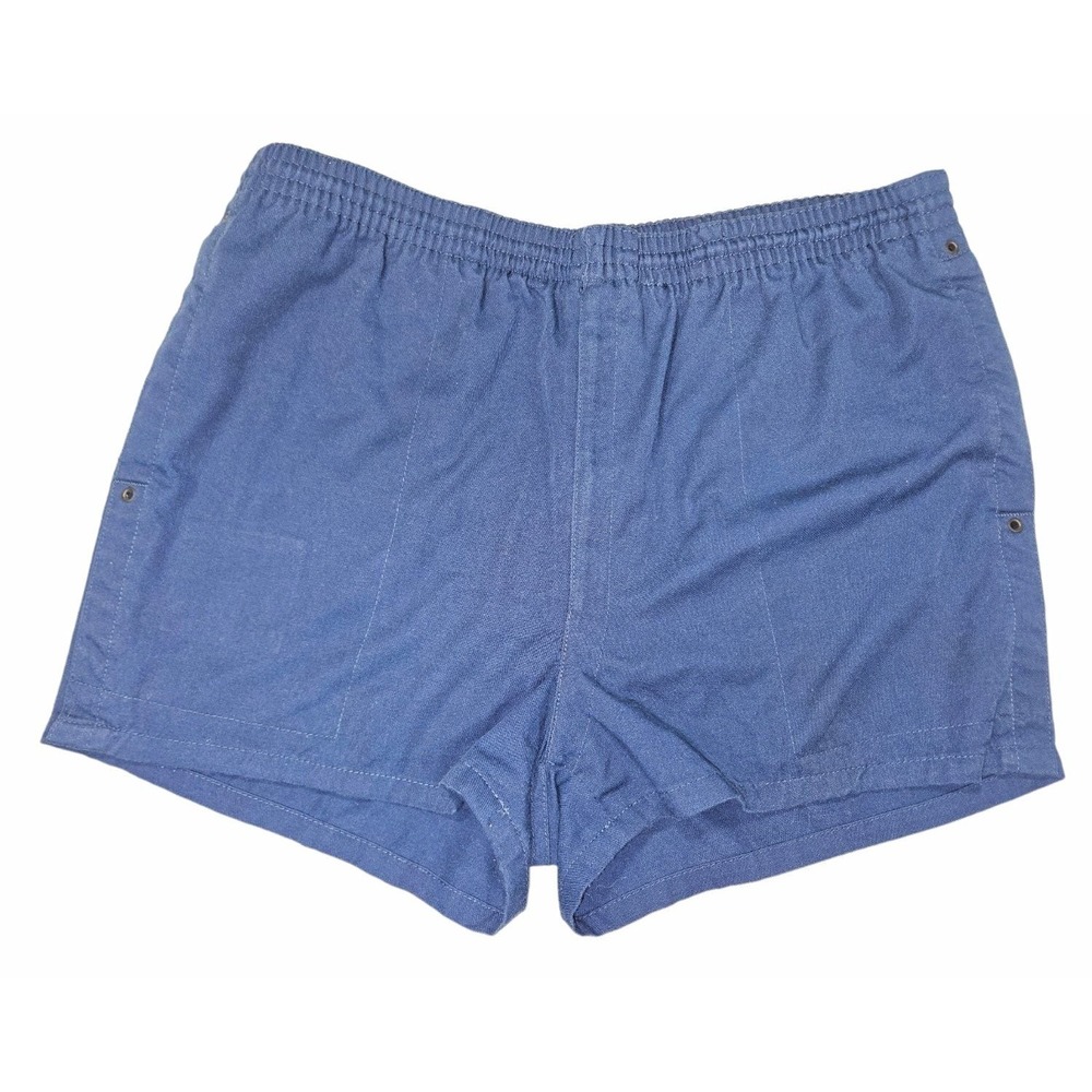 Vintage Peter England Swim Trunks Shorts Mens Medium Blue Woven Poly Cotton 80s